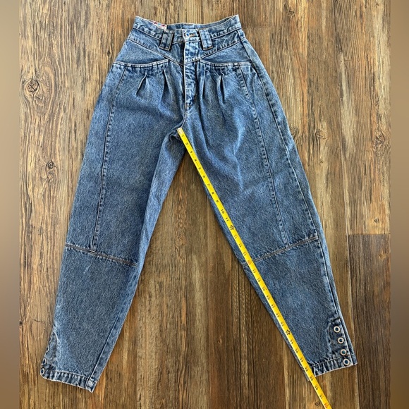 Nuovo High Rise Mom Jeans Womens 7 Double Yoke Blue Jewel Buttons Vintage 80s - Picture 4 of 16